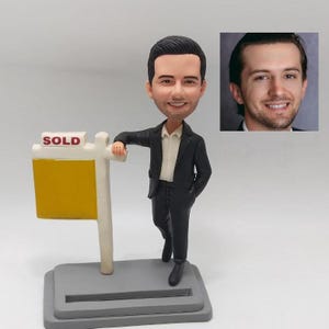 Bobblehead personalizado para agente inmobiliario, Bobblehead personalizado para agente inmobiliario femenino, Bobblehead personalizado para agente de vendedores, Bobblehead personalizado para agente de compradores