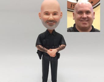 Custom Police Officer Bobblehead Personalized Policeman, Sheriff, or Prosecutor Figurine Retirement Gift