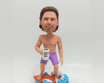 Figura cabezona de surfista personalizada: figura de surf personalizada para tu esposo o novio