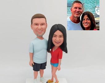 Custom Anniversary Couple Bobblehead , Personalized Lover Statues, Personalized Couples Figurines For Wedding Personalized Couple Bobblehead
