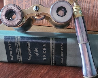Lemaire Fi Paris~ Antique Mother-of-Pearl and Brass Opera Glasses with Lorgnette circa 1850-1900