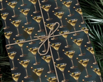 Dirty Martini Gift Wrapping for Cocktail Lovers and Bartenders, Mixology Gifts, Bar Theme, Bar-Themed Gift Wrapping Paper for Boyfriend