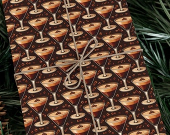 Espresso Martini Wrapping Paper,  Bar-Themed Gift Wrap Roll for Cocktail Lovers, Perfect for Bartenders & Cocktail Enthusiasts, Bar Decor