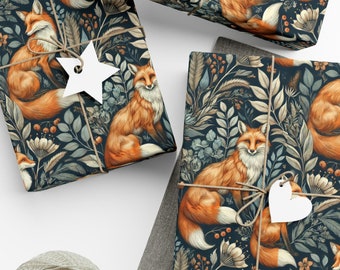 Whimsical Fox Gift Wrapping, Fox Design Holiday Gift Wrap, Birthday Gift Wrap, Fox Gift Wrapping, Animal Lover, Cute Fox Wrap Paper