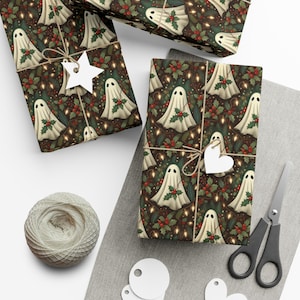 Ghosty Goth Christmas Wrapping Paper Roll, Gothmas Decorations, Goth