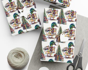 Mallard Duck Gift Wrap Roll for Duck Hunting Enthusiasts, Christmas Duck Gift Wrap for Men, Boyfriend, Husband, Holiday Duck Wrapping Paper