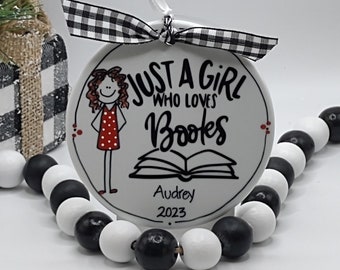 Loves to Read Books Personalized Ornament