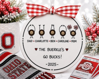 Ohio State (2-8 Nuts) OSU Licensed Buckeye Nut Family Personalized Ornament