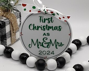 Married First Christmas Personalized Ornament|First Christmas