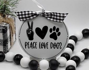 Peace Love Dog Personalized Ornament