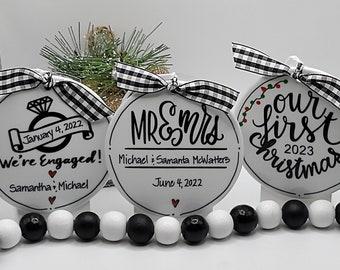 Personalized Wedding Duo/Trio Gift Set Custom Ornaments/Custom Wedding Gift Set/Wedding Gift Set/Wedding gift