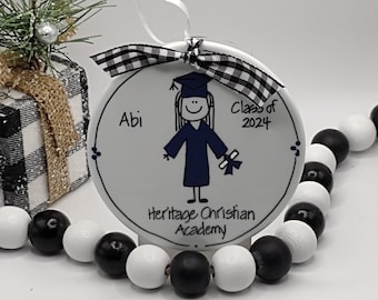 Graduate/High School/College Personalized Ornament/ Graduate Ornament/Stick Figure Ornament/Cartoon Ornament