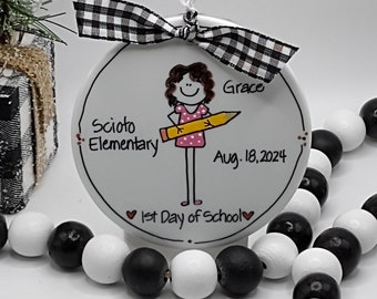 1st Day of (Pre)School/Kindergarten/Preschool Personalized Ornament