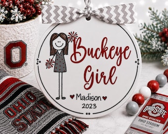 Ohio State/OSU Buckeye Girl Custom Personalized Ornament