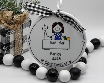 Cashier Personalized Ornament/Personalized Cashier Ornament/Custom Cashier Ornament