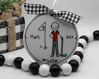 Golfer Male or Female Personalized Ornament/Personalized golfer ornament/Personalized Ornament/Stick Figure Ornament/Golf Ornament