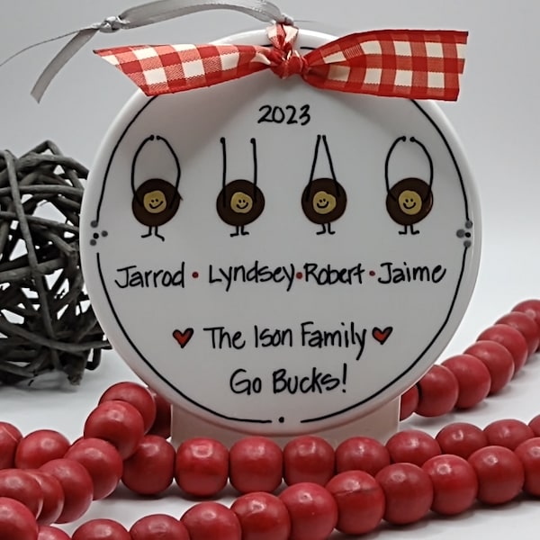 Buckeye 2 to 8 Nuts Family Personalized Ornament/OSU Ornament/Ohio State Ornament/OSU Family Ornament