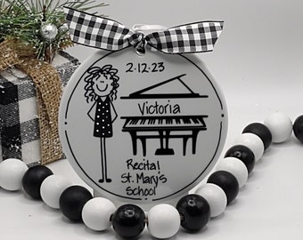 Piano Personalized Stick Figure Ornament