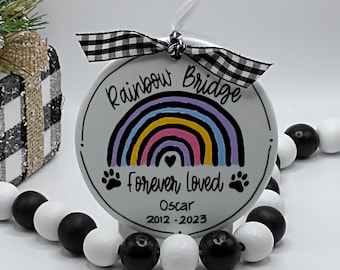 Rainbow Bridge In-Memory Personalized Ornament/Death of Pet Personalized Ornament/Pet Death Custom Ornament