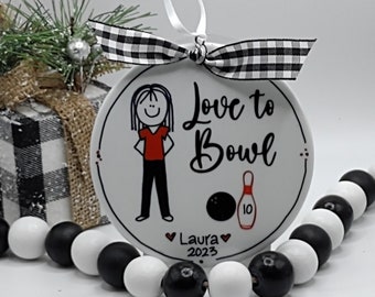 Bowling Personalized Stick Figure/Personalized Bowling Ornament/Bowling Ornament