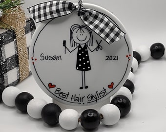 Hair Stylist Female Male/Hair Dresser Personalized Ornament