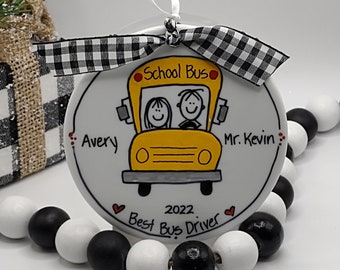 Bus Driver Personalized Ornament/Personalized Bus Driver/Custom Bus Driver Stick Figure Ornament