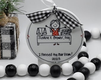Passed the Bar/New Lawyer Attorney Stick Figure Personalized Ornament/Personalized New Attorney/Custom Lawyer Ornament