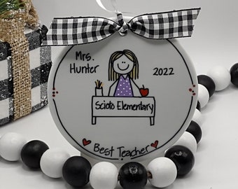 Teacher Personalized Stick Figure Ornament/Personalized Teacher Ornament/Teacher Ornament/Gift for Teacher