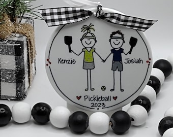 Pickleball Player(s) Personalized Stick Figure Ornament