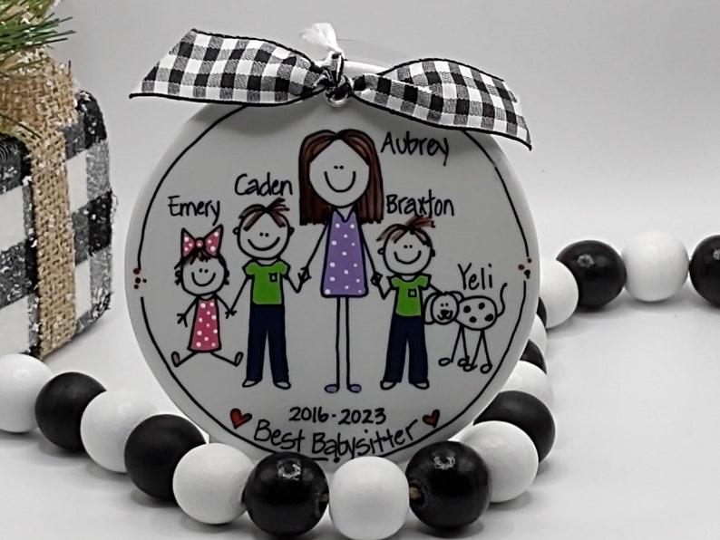 Babysitter/Nanny/Au Pair 2-5 People Personalized Stick Figure Ornament/Personalized Babysitter/Personalized Nanny Ornament image 5