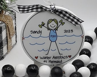 Water Aerobics Personalized Stick Figure Ornament