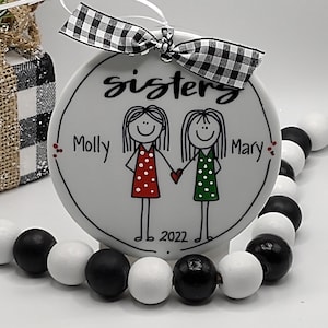 Sisters 2-5 People Personalized Stick Figure Ornament/Personalized Sisters Ornament/Custom Sisters Ornament Bild 1