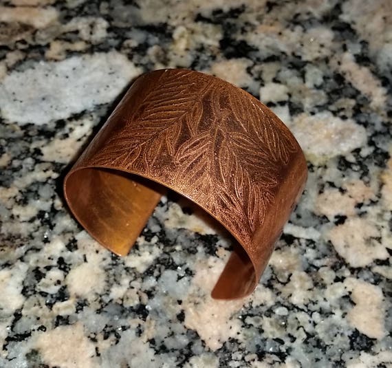 Acid-Etched Solid Copper Cuff Bracelet