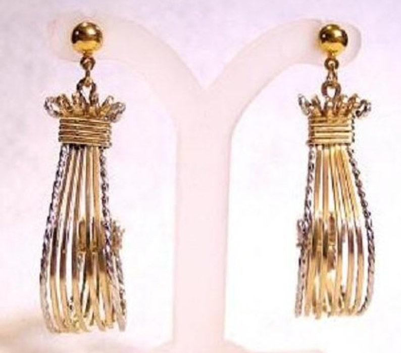 Bold Elegance 14K Yellow Gold GF and Sterling Silver two tone Earrings image 1
