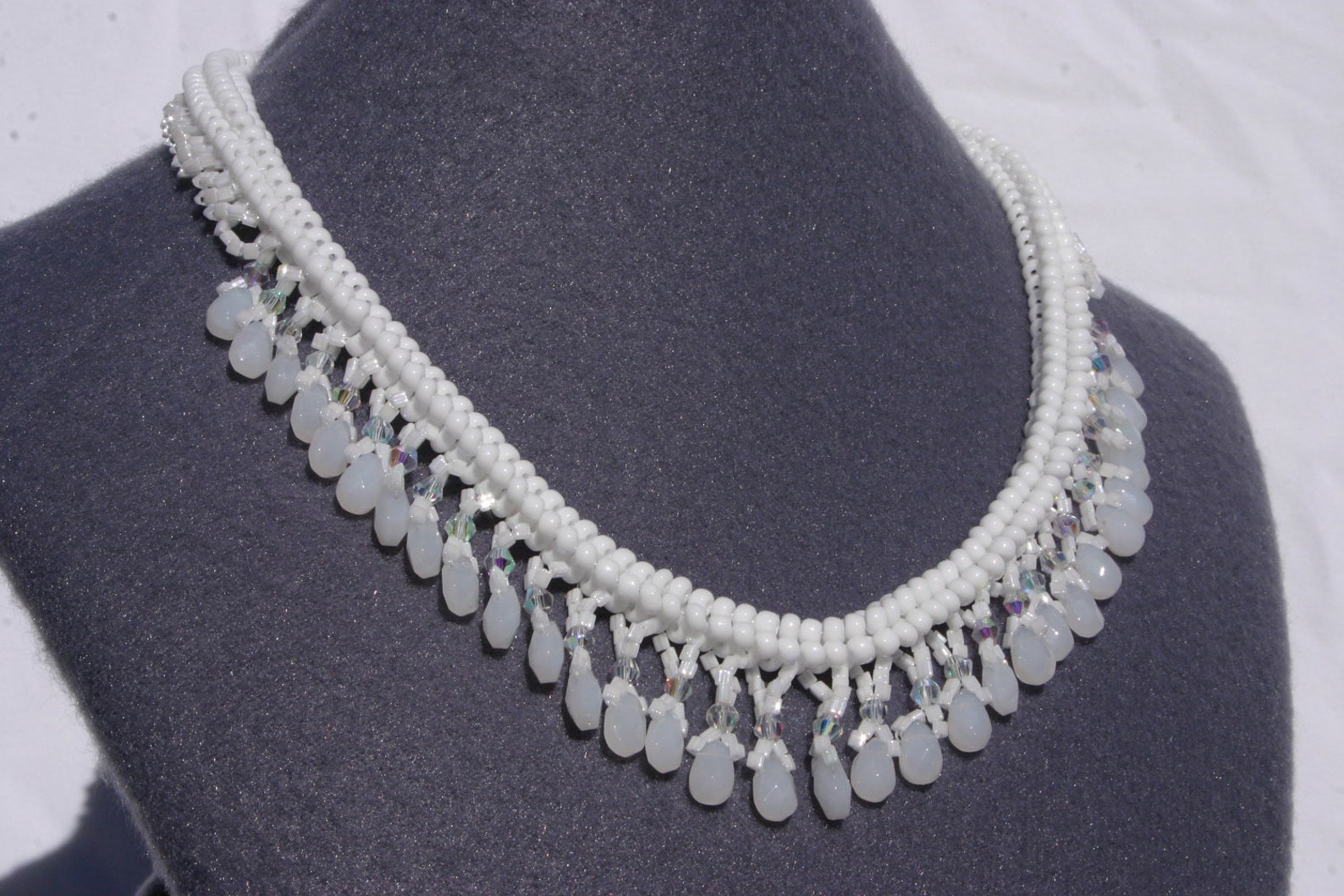 Bridal White Long Necklace Set 3596 main image 0