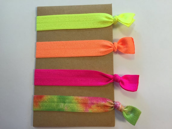 Foe Hair Ties Neon Yellow Neon Orange Neon Pink And Neon Etsy