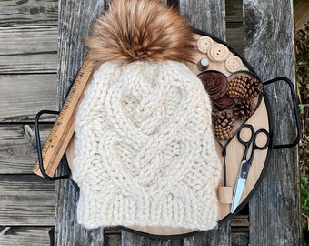 Handmade Wool Blend Heart Women’s  Knitted Hat