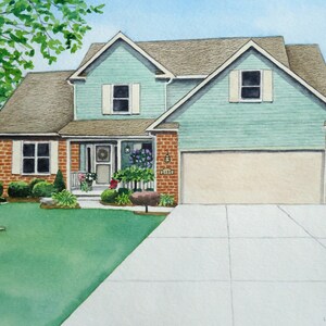 11x14 House Portrait Watercolor painting custom original art including mat image 3