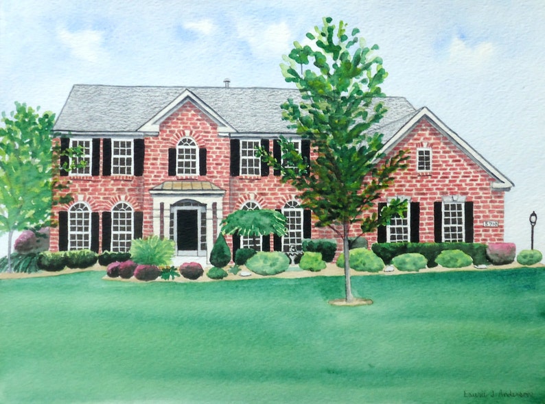 11x14 House Portrait Watercolor painting custom original art including mat image 5