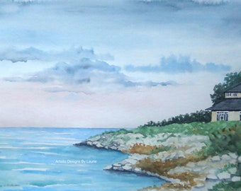 8x10 Art Print Lake Erie Geneva on the Lake in Ohio, watercolor print