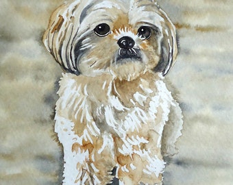 8x10 Pet Portrait Watercolor original art custom painting