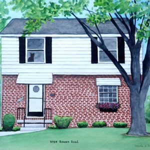 House Portrait Watercolor painting custom original art 11x14 with mat