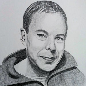 Portrait Sketch Original Custom Art Pencil Drawing 8x10 with mat