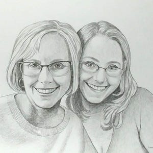Portrait Drawing Sketch custom original art with pencil/graphite including mat 11x14