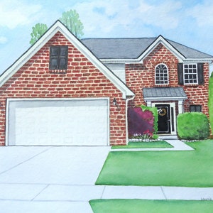 House Portrait Watercolor painting custom original art, 11x14 with mat