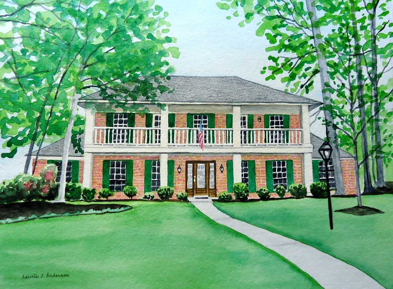 11x14 House portrait watercolor custom original art painting image 6