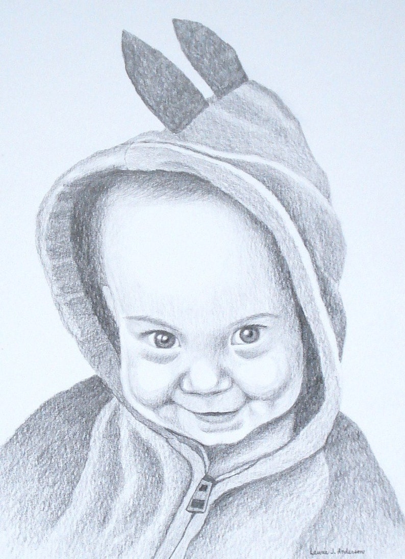 8x10 custom portrait pencil sketch original art drawing image 4