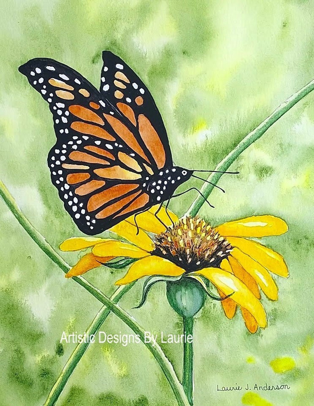 Monarch Butterfly Watercolor Art Print: Matted 8x10 - Etsy