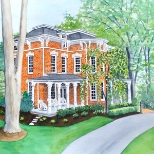 11x14 House portrait watercolor custom original art painting image 1