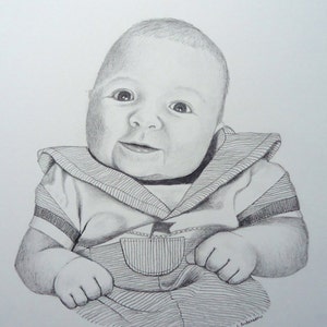 Custom portrait pencil sketch original art drawing 11x14 with mat